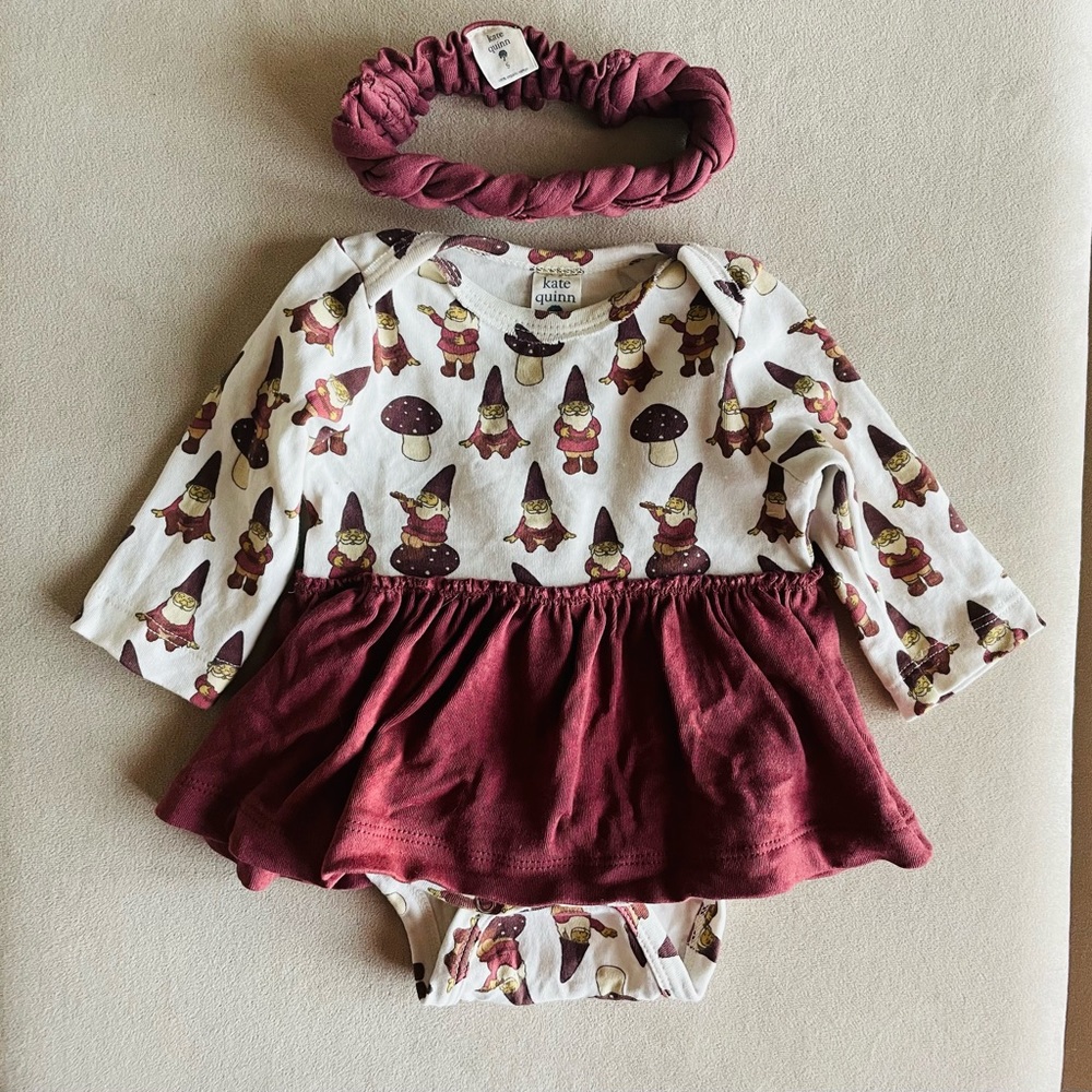 Kate Quinn Gnomes Skirted Bodysuit and Headband